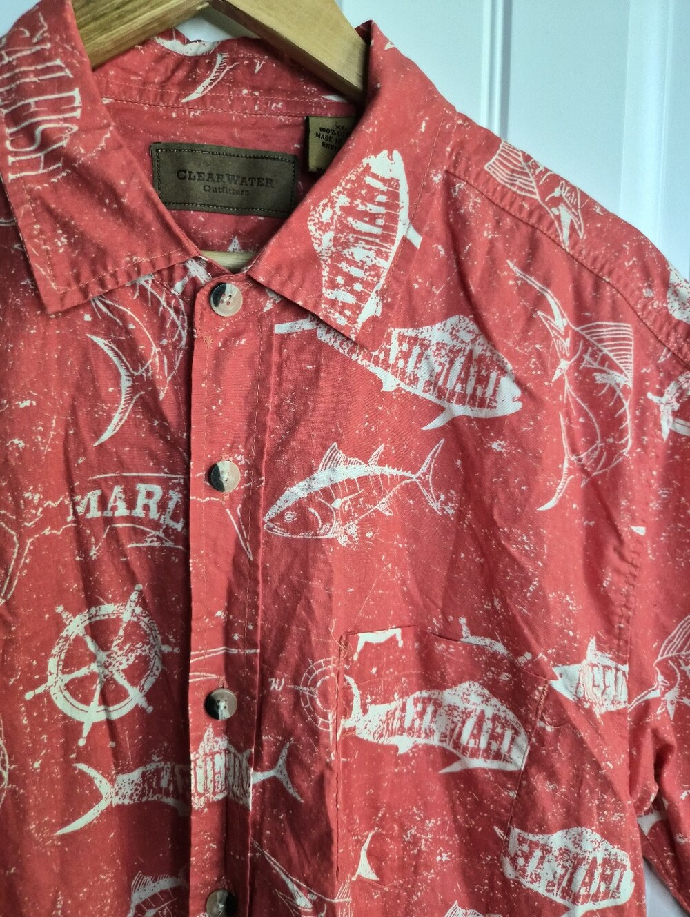 XL Clearwater Cotton Shirt Fishing Nautical Beach Tropical Sailfish Cotton Casua
